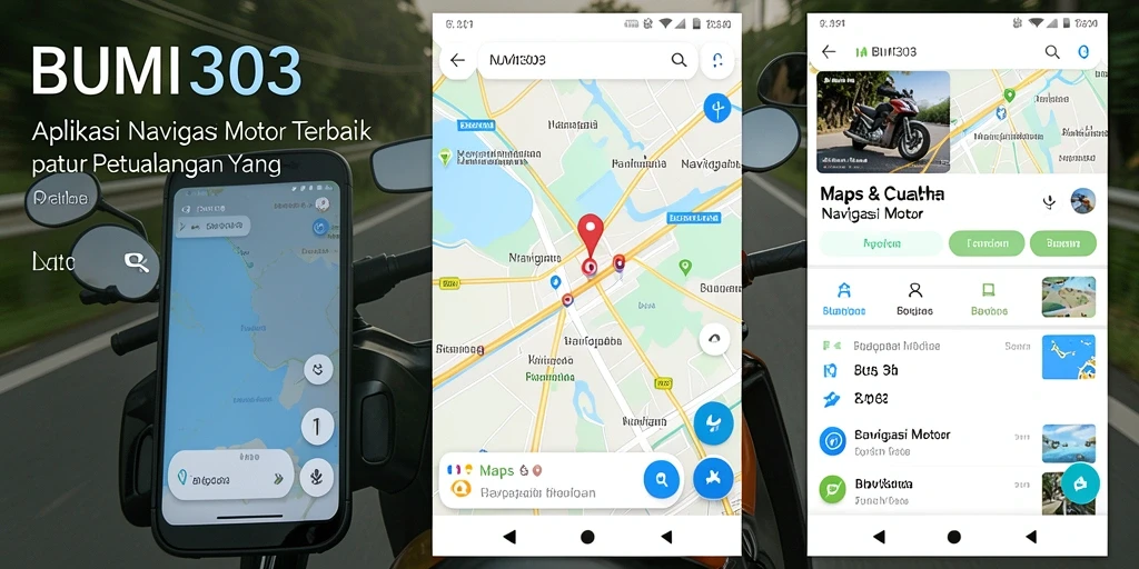 Antarmuka aplikasi BUMI303 yang menampilkan fitur Navigasi Motor.