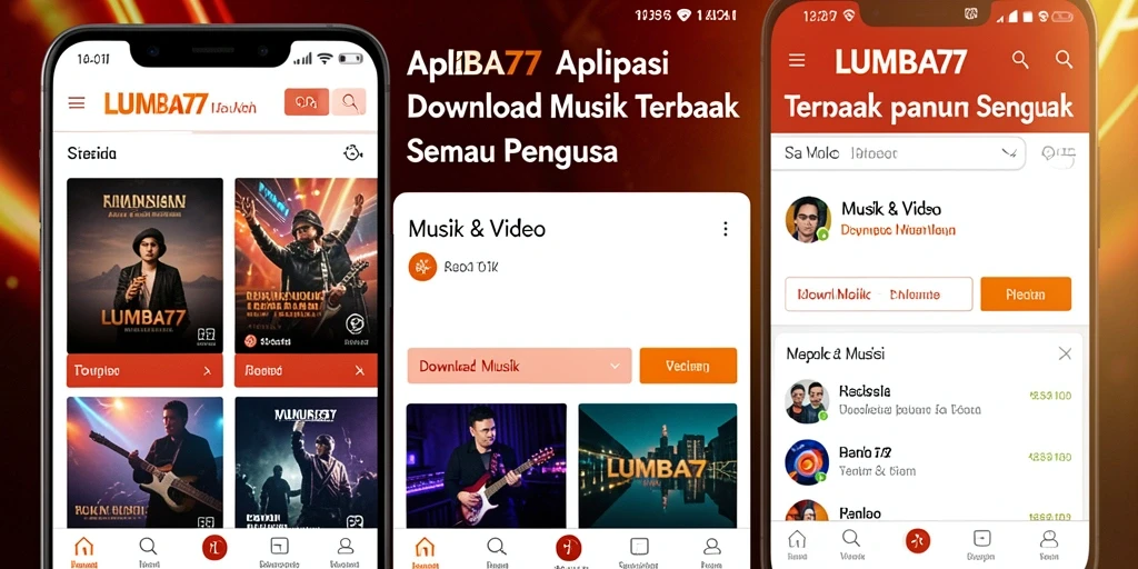 Tampilan antarmuka LUMBA77 yang menarik untuk Download Musik.
