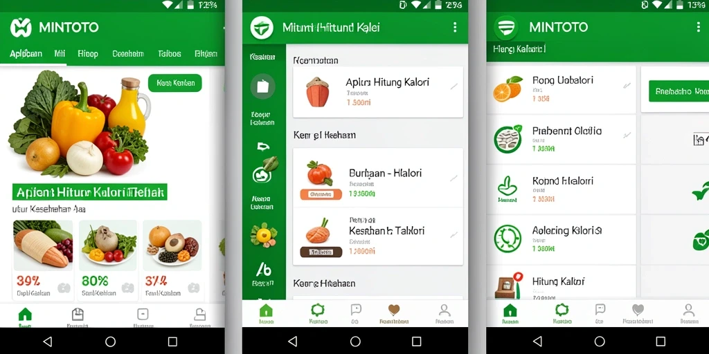 Antarmuka MINTOTO yang memudahkan penghitungan kalori harian.