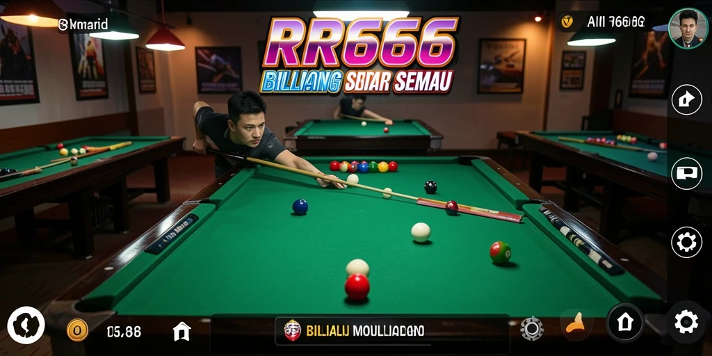 Tampilan antarmuka game billiard RR666 yang menarik dan interaktif.