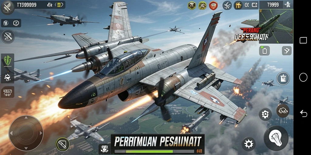 Tampilan antarmuka T9999 dengan fungsi navigasi pesawat yang intuitif.
